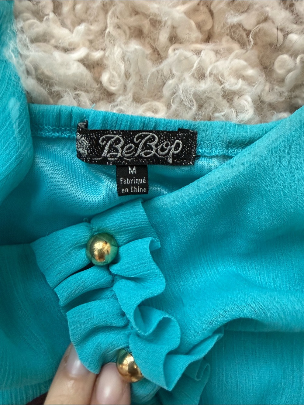 BeBop Aqua Pleated Spaghetti Strap Dress / Size Medium Blue Sundress - Picture 5 of 7